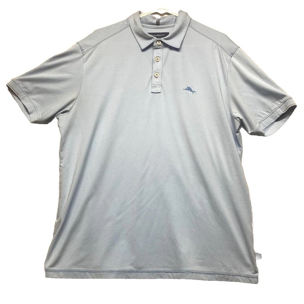Tommy Bahama Polo Shirt Mens L Blue-Gray Cotton Stretch Golf Tennis Resort Wear